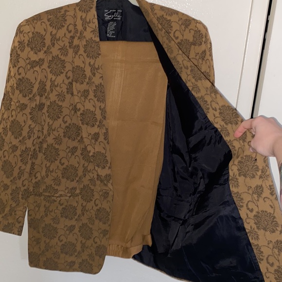 Vintage 90s Suzelle brocade boyfriend oversized style blazer - Picture 3 of 5